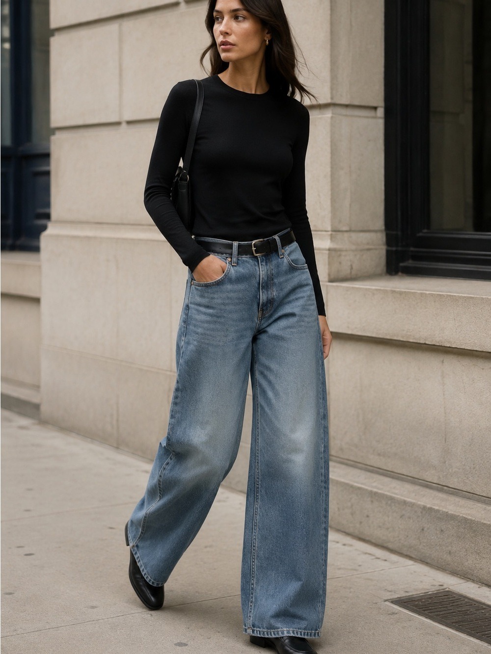 CELINE High-Rise Wide-Leg Jeans Light Wash Size 30